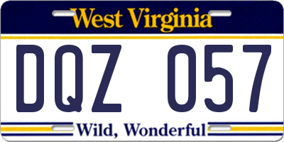WV license plate DQZ057