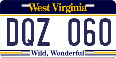 WV license plate DQZ060