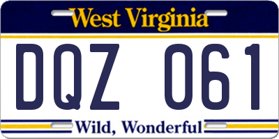 WV license plate DQZ061