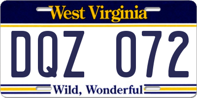 WV license plate DQZ072