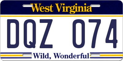 WV license plate DQZ074