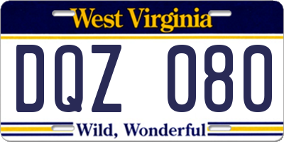WV license plate DQZ080