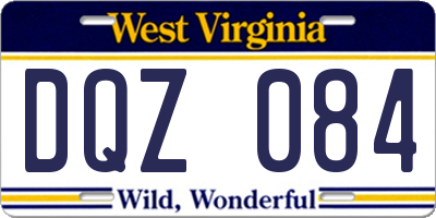 WV license plate DQZ084
