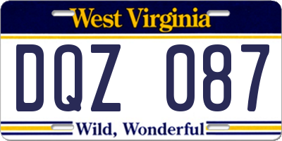 WV license plate DQZ087