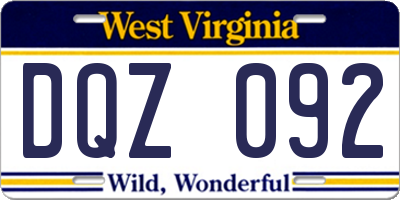 WV license plate DQZ092