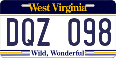WV license plate DQZ098
