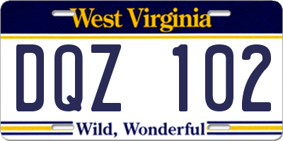 WV license plate DQZ102