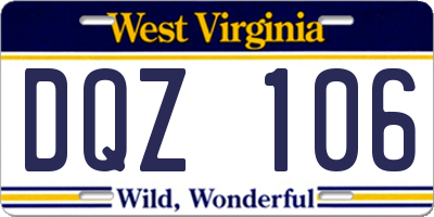 WV license plate DQZ106