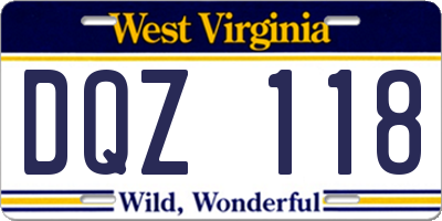 WV license plate DQZ118