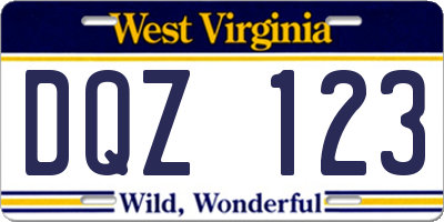 WV license plate DQZ123