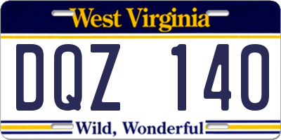 WV license plate DQZ140
