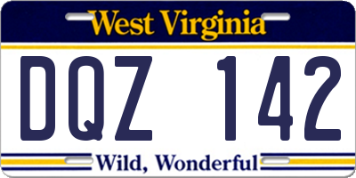 WV license plate DQZ142