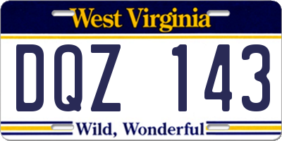 WV license plate DQZ143