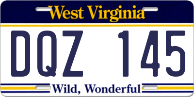 WV license plate DQZ145