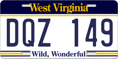 WV license plate DQZ149