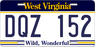 WV license plate DQZ152