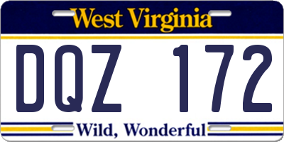 WV license plate DQZ172