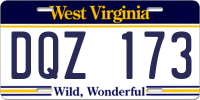 WV license plate DQZ173