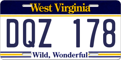 WV license plate DQZ178