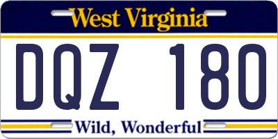 WV license plate DQZ180