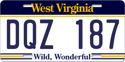WV license plate DQZ187