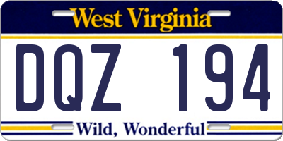 WV license plate DQZ194