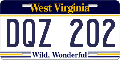 WV license plate DQZ202