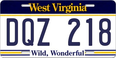 WV license plate DQZ218