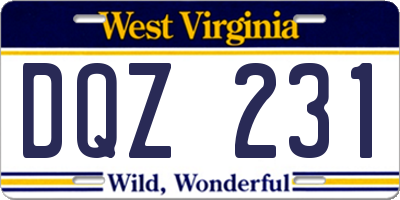 WV license plate DQZ231