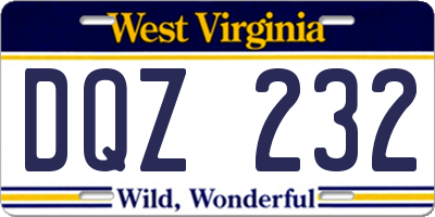WV license plate DQZ232