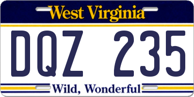 WV license plate DQZ235