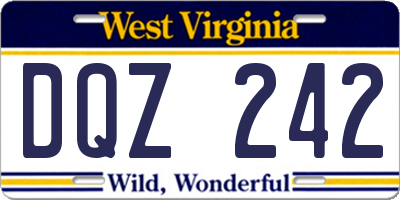 WV license plate DQZ242