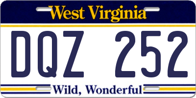 WV license plate DQZ252