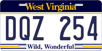 WV license plate DQZ254