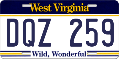 WV license plate DQZ259