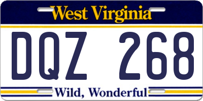 WV license plate DQZ268