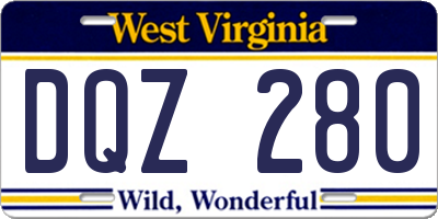 WV license plate DQZ280