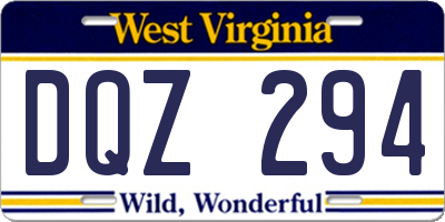 WV license plate DQZ294