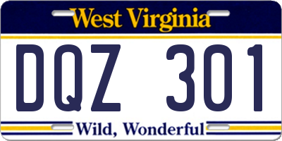 WV license plate DQZ301