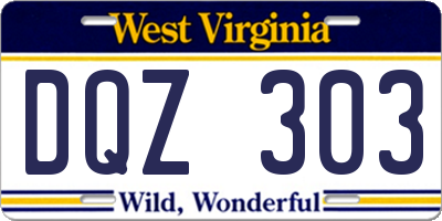 WV license plate DQZ303