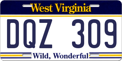 WV license plate DQZ309