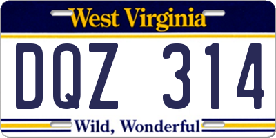 WV license plate DQZ314