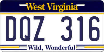 WV license plate DQZ316