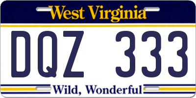 WV license plate DQZ333