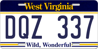 WV license plate DQZ337