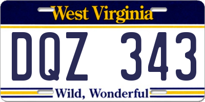 WV license plate DQZ343