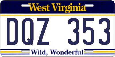 WV license plate DQZ353