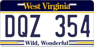 WV license plate DQZ354