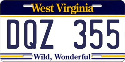 WV license plate DQZ355
