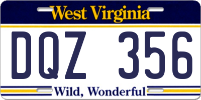 WV license plate DQZ356